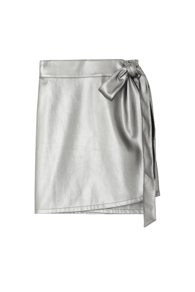 Gunmetal Vegan Leather Mini Jaspre Skirt Petite - Image 7
