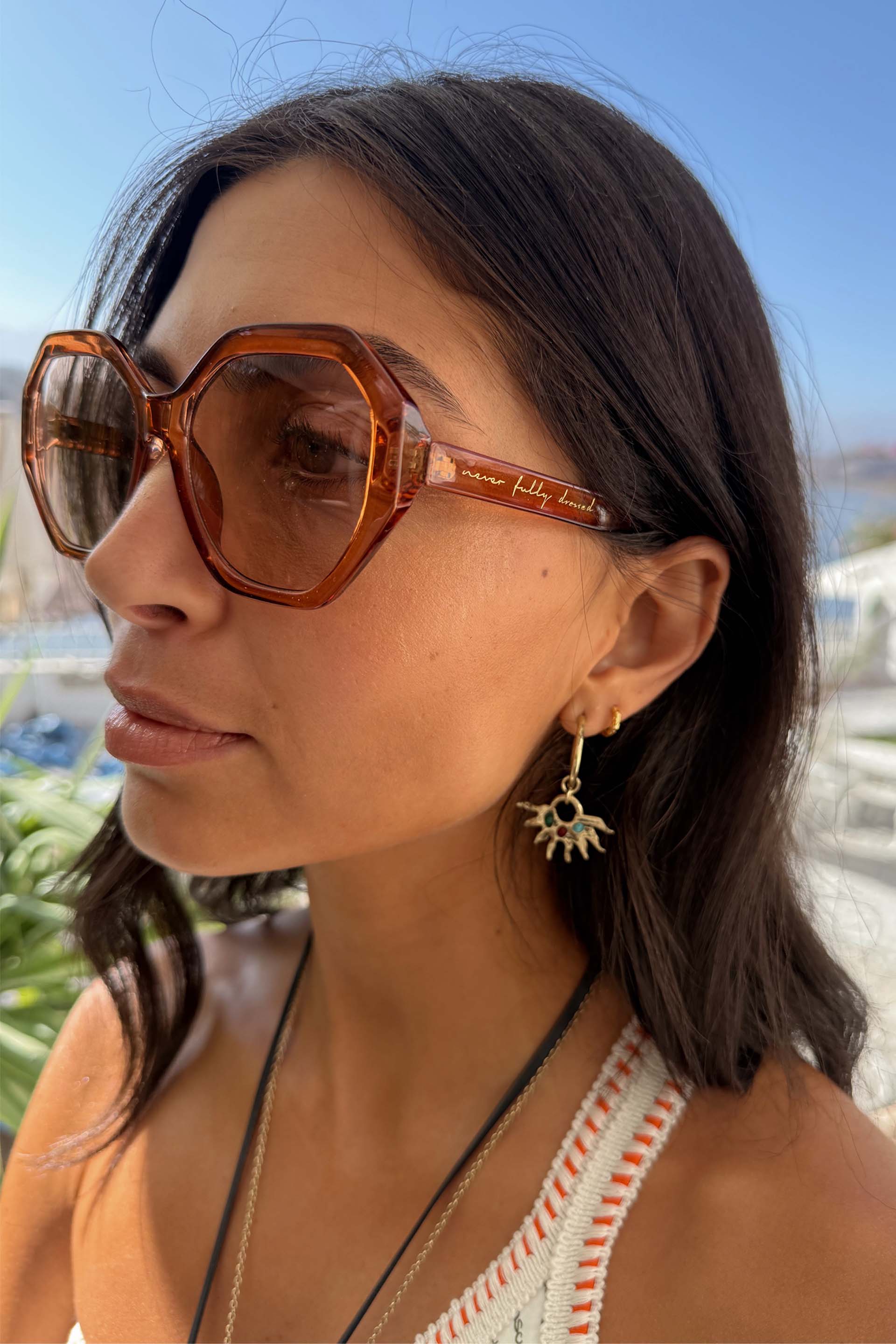 Hexagon Orange Sunglasses - Image 5