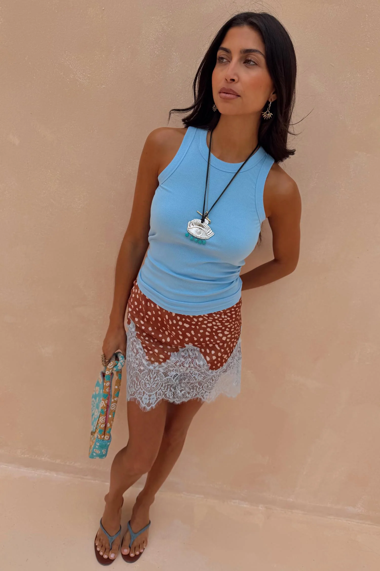Ice Blue Ribbed Tank Top - Image 3