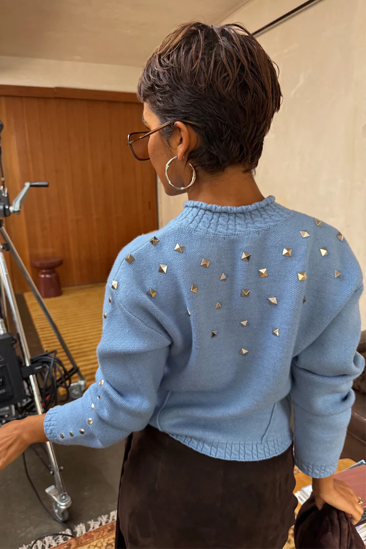Ice Blue Studded Cardigan - Image 10