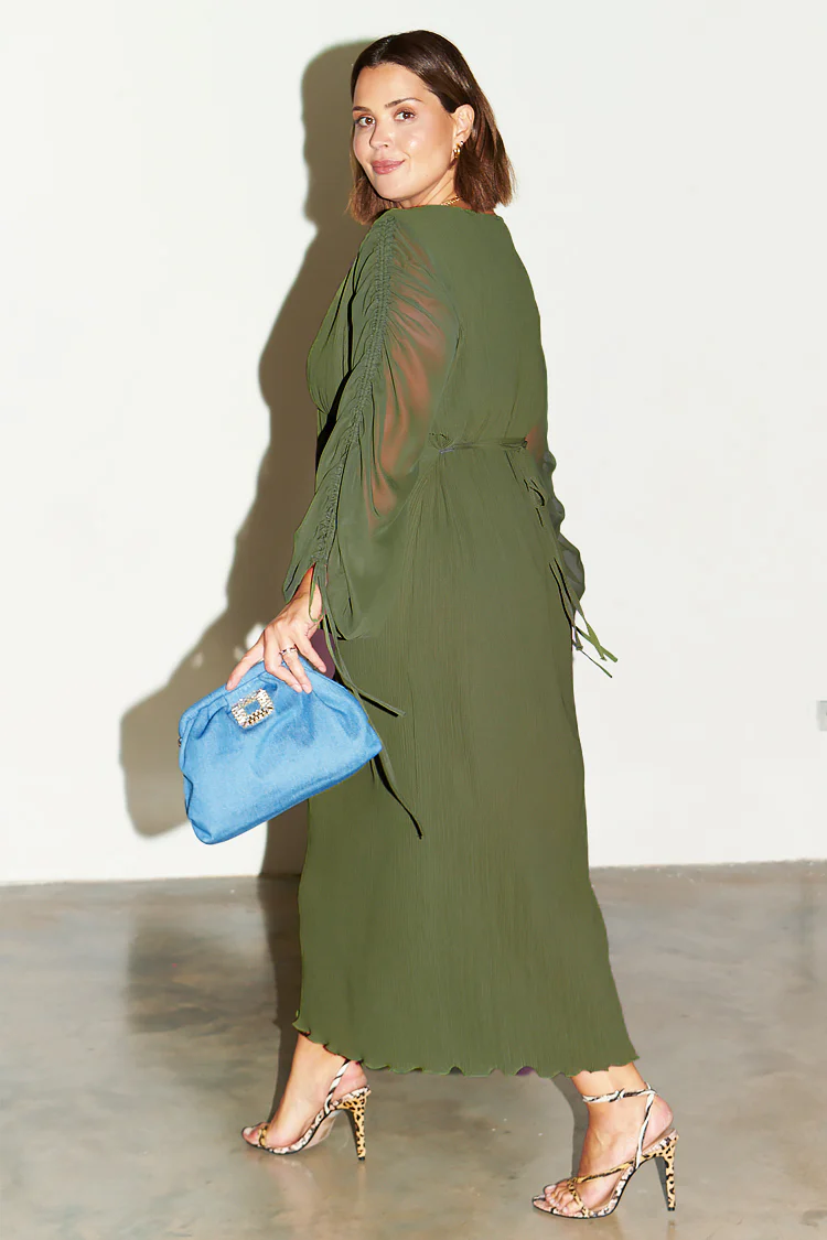 Khaki Celia Plisse Dress - Image 11