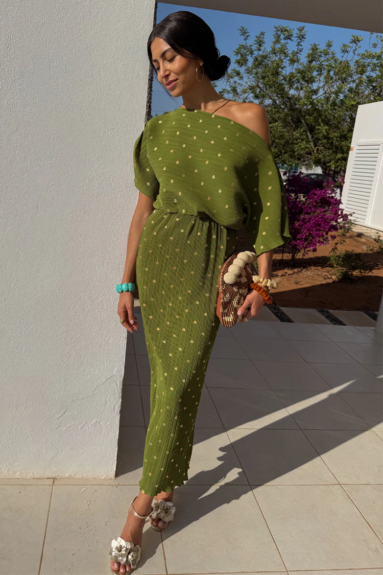 Khaki Plisse Tilly Dress - Image 4