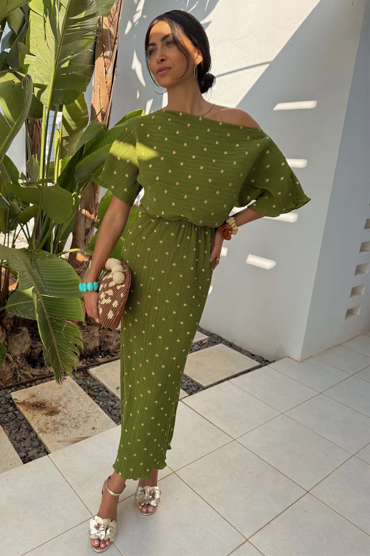 Khaki Plisse Tilly Dress - Image 5