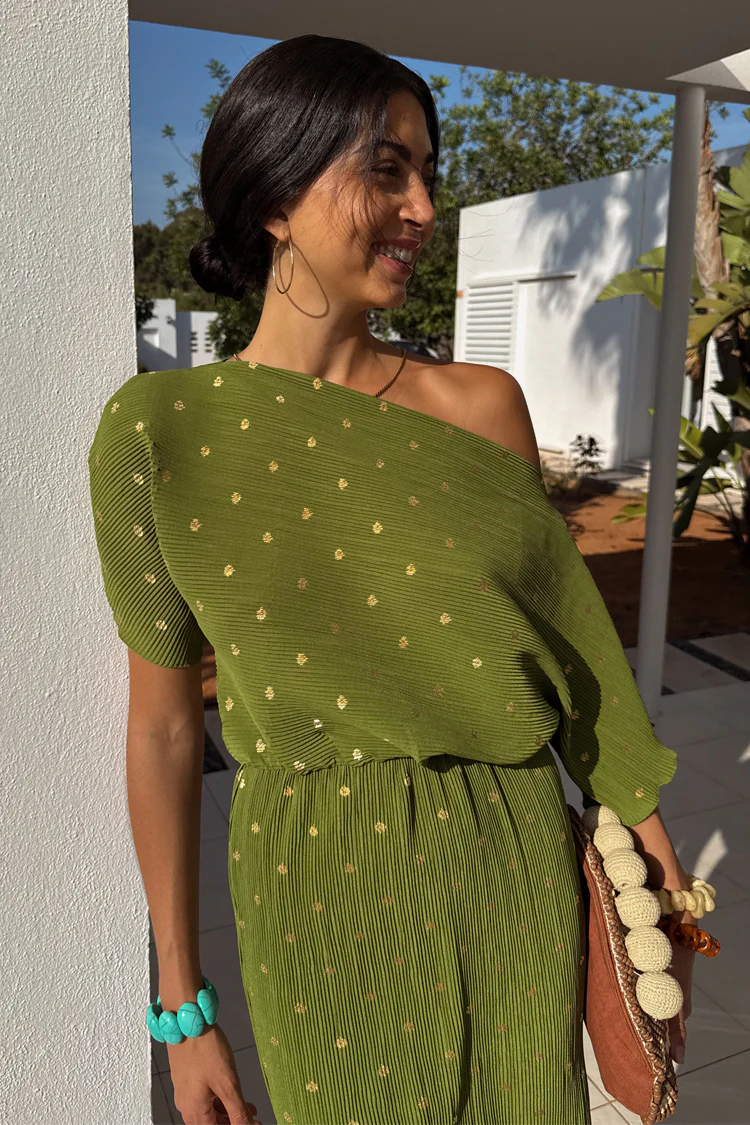 Khaki Plisse Tilly Dress - Image 7