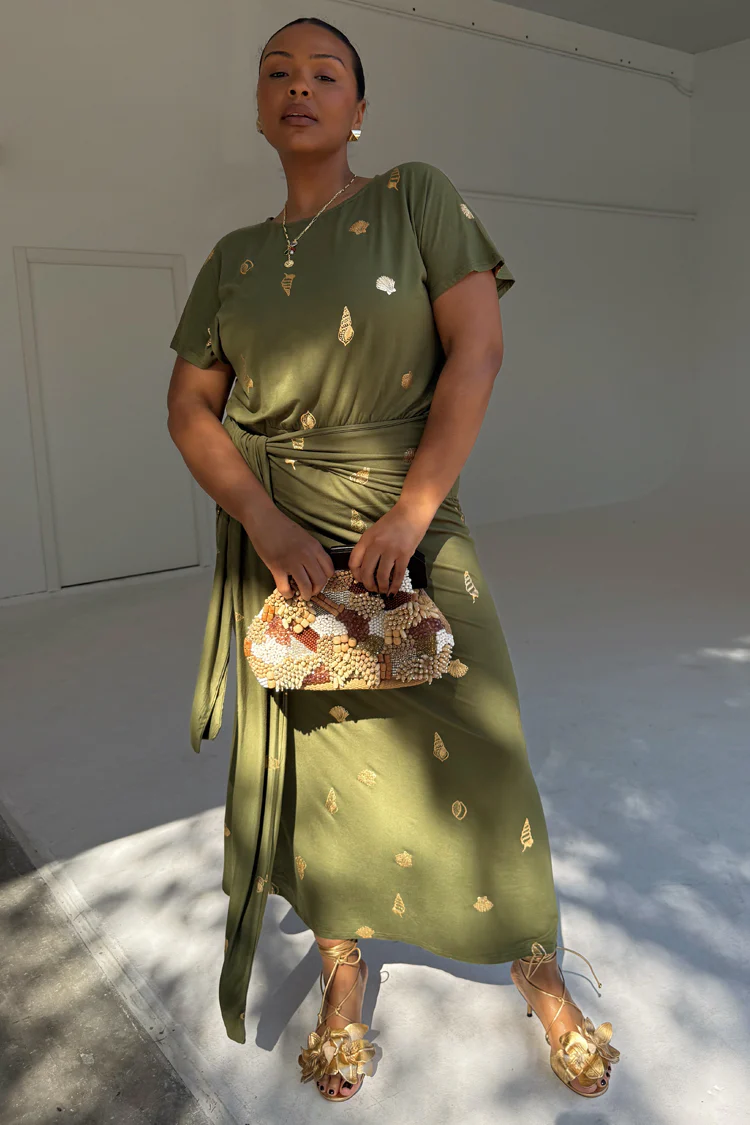 Khaki Shell Midi Dress - Image 5