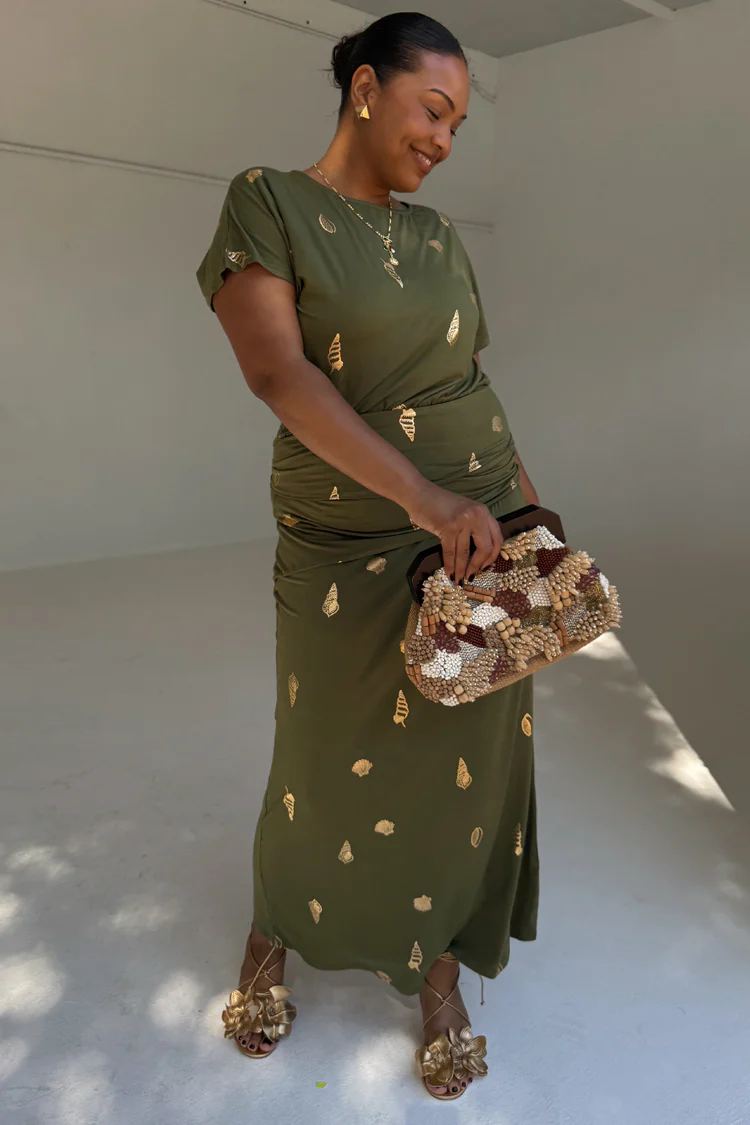 Khaki Shell Midi Dress - Image 9
