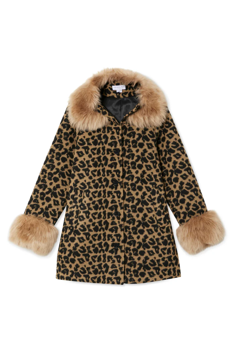 Leopard Coat with Faux Fur Trims - Image 13