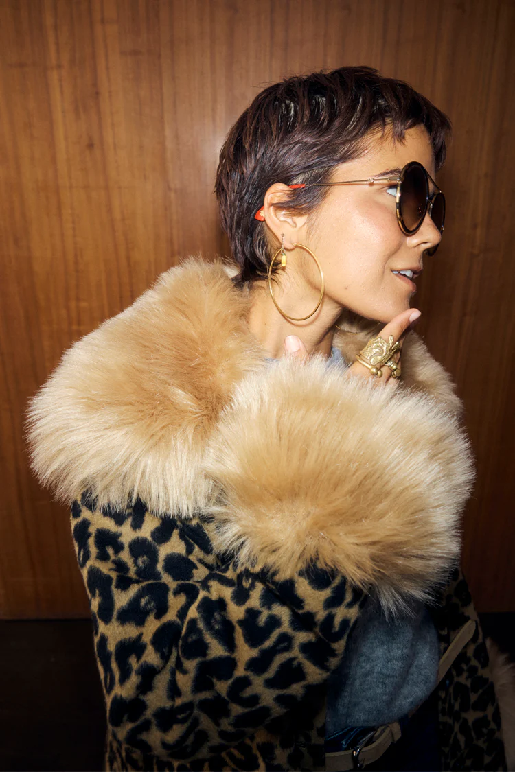 Leopard Coat with Faux Fur Trims - Image 5