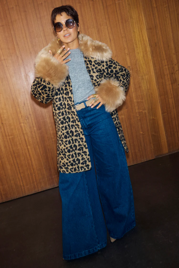 Leopard Coat with Faux Fur Trims - Image 6
