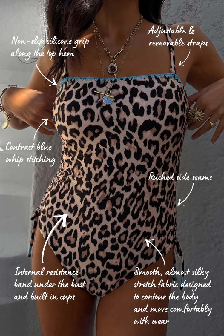 Leopard Whipstitch Bandeau Swimsuit - Image 5