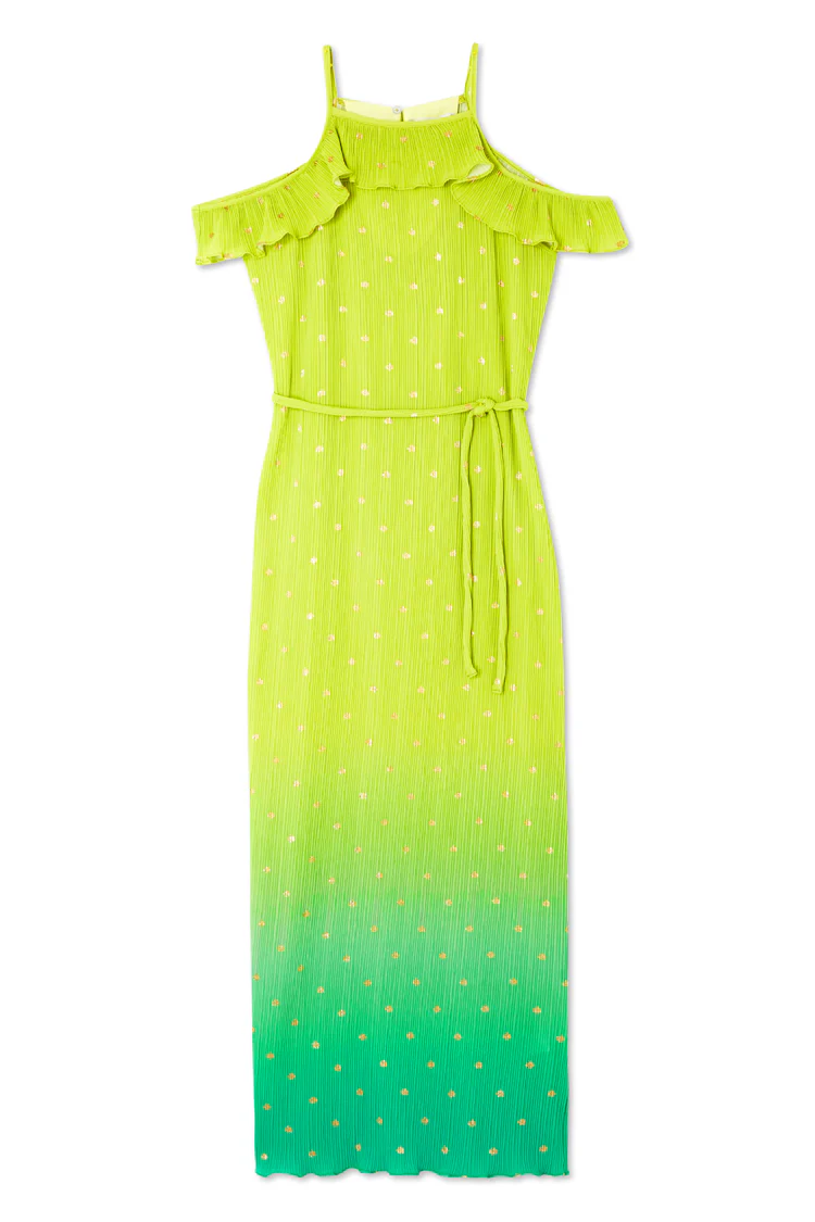 Lime Ombre Plisse Claudia Dress - Image 8