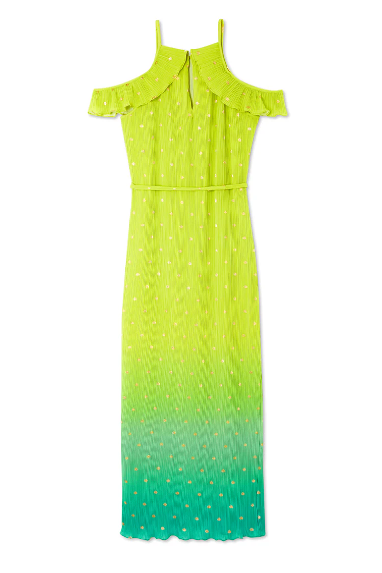 Lime Ombre Plisse Claudia Dress - Image 9