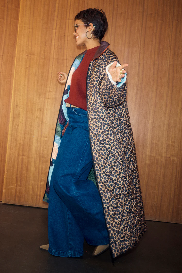Navy Abstract Coat - Image 9