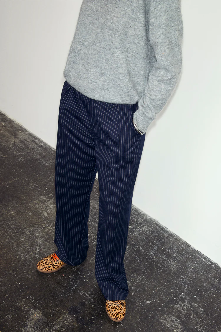 Navy Pinstripe Arden Trousers - Image 8