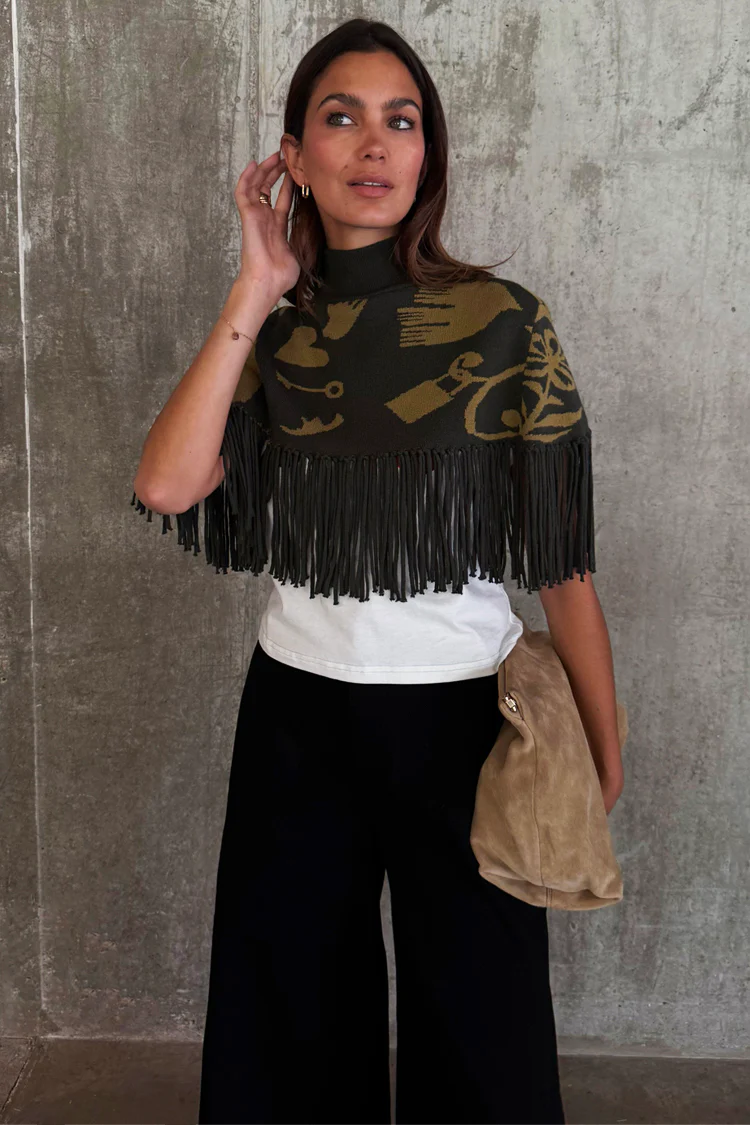 Olive Amara Knit Cape - Image 8