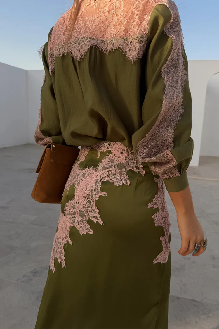 Olive & Pink Lily Skirt - Image 5