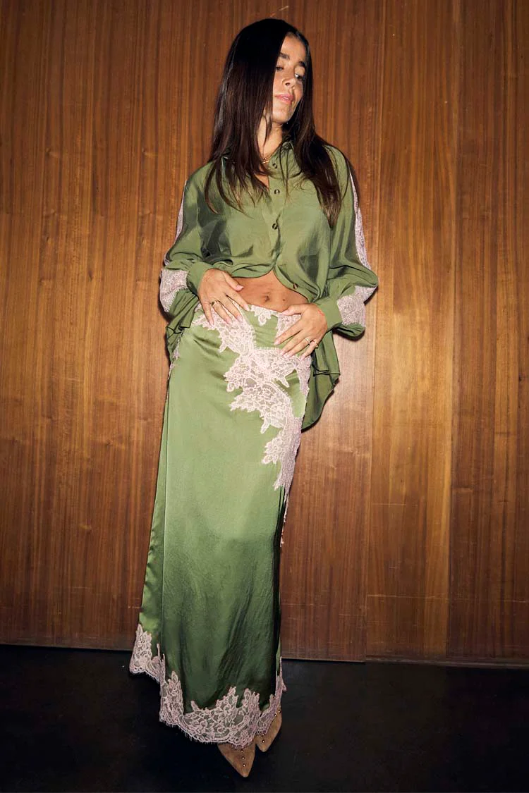 Olive & Pink Lily Skirt - Image 8