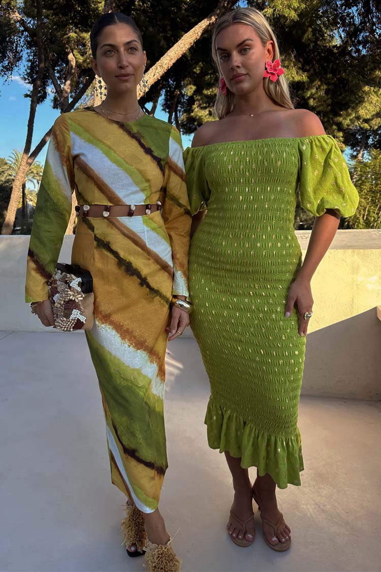Olive Jojo Dress with Gold Fleck - Image 9