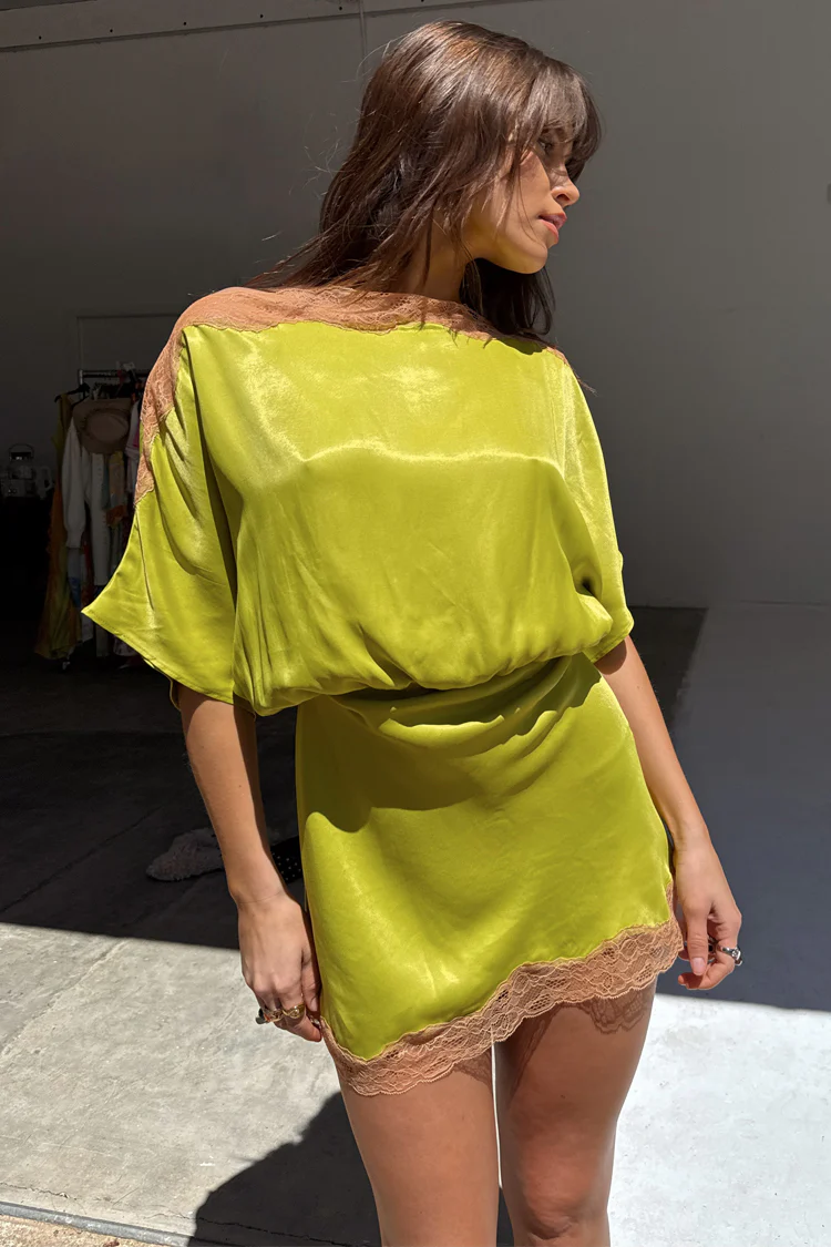 Olive Lace Mini Tilly Dress - Image 10