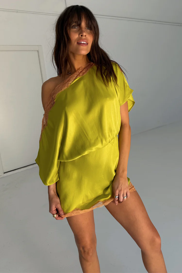 Olive Lace Mini Tilly Dress - Image 4