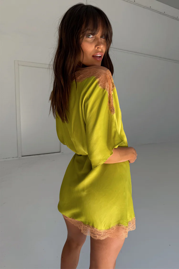 Olive Lace Mini Tilly Dress - Image 5