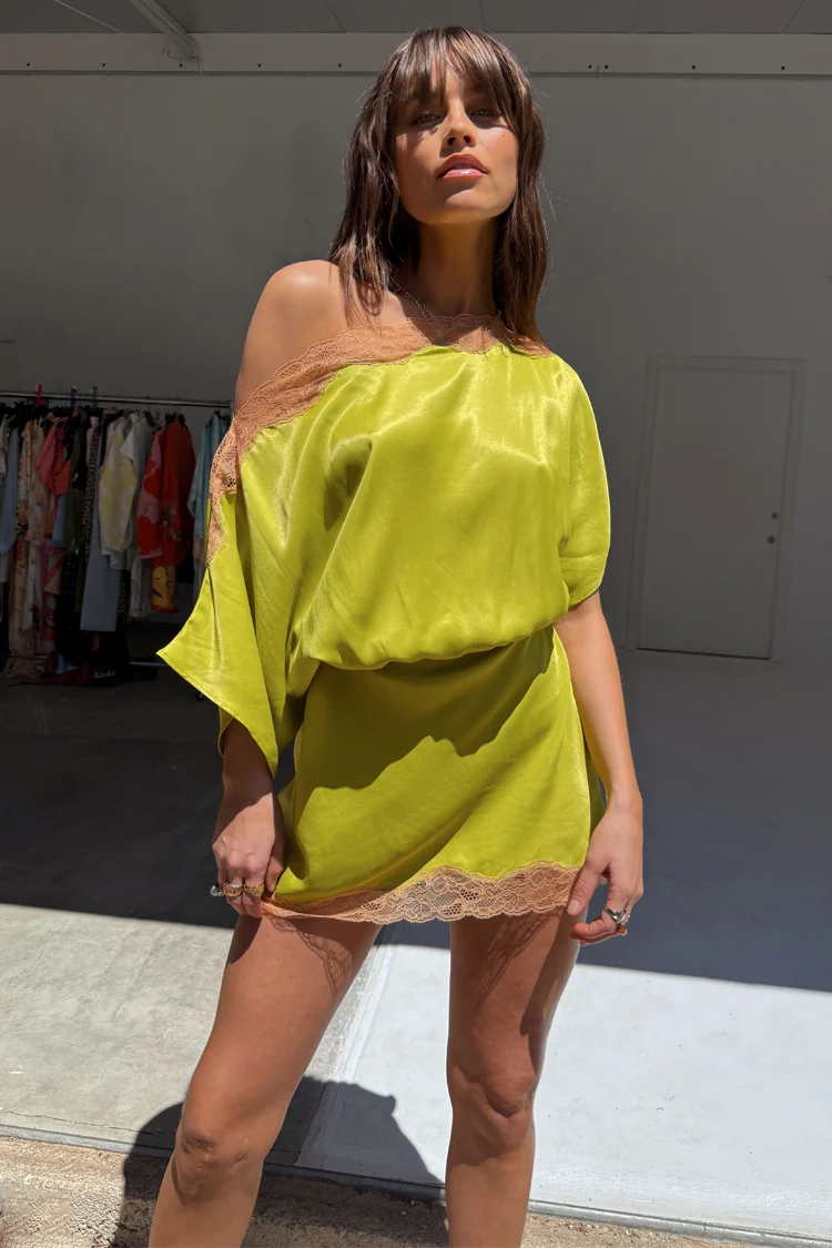 Olive Lace Mini Tilly Dress - Image 7