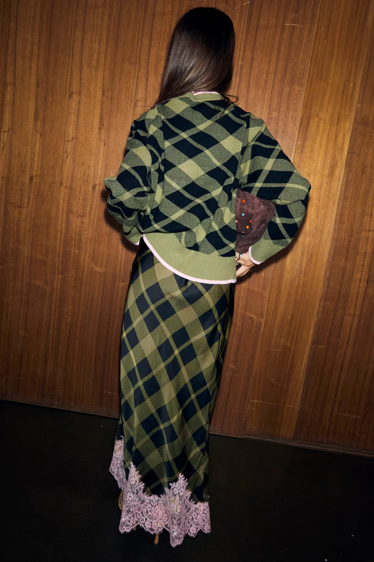 Olive Tartan Cheryl Cardigan - Image 7