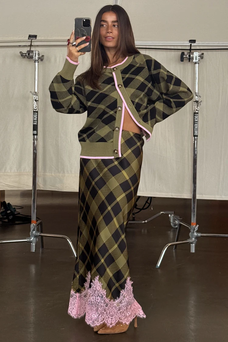 Olive Tartan Maeva Skirt - Image 2