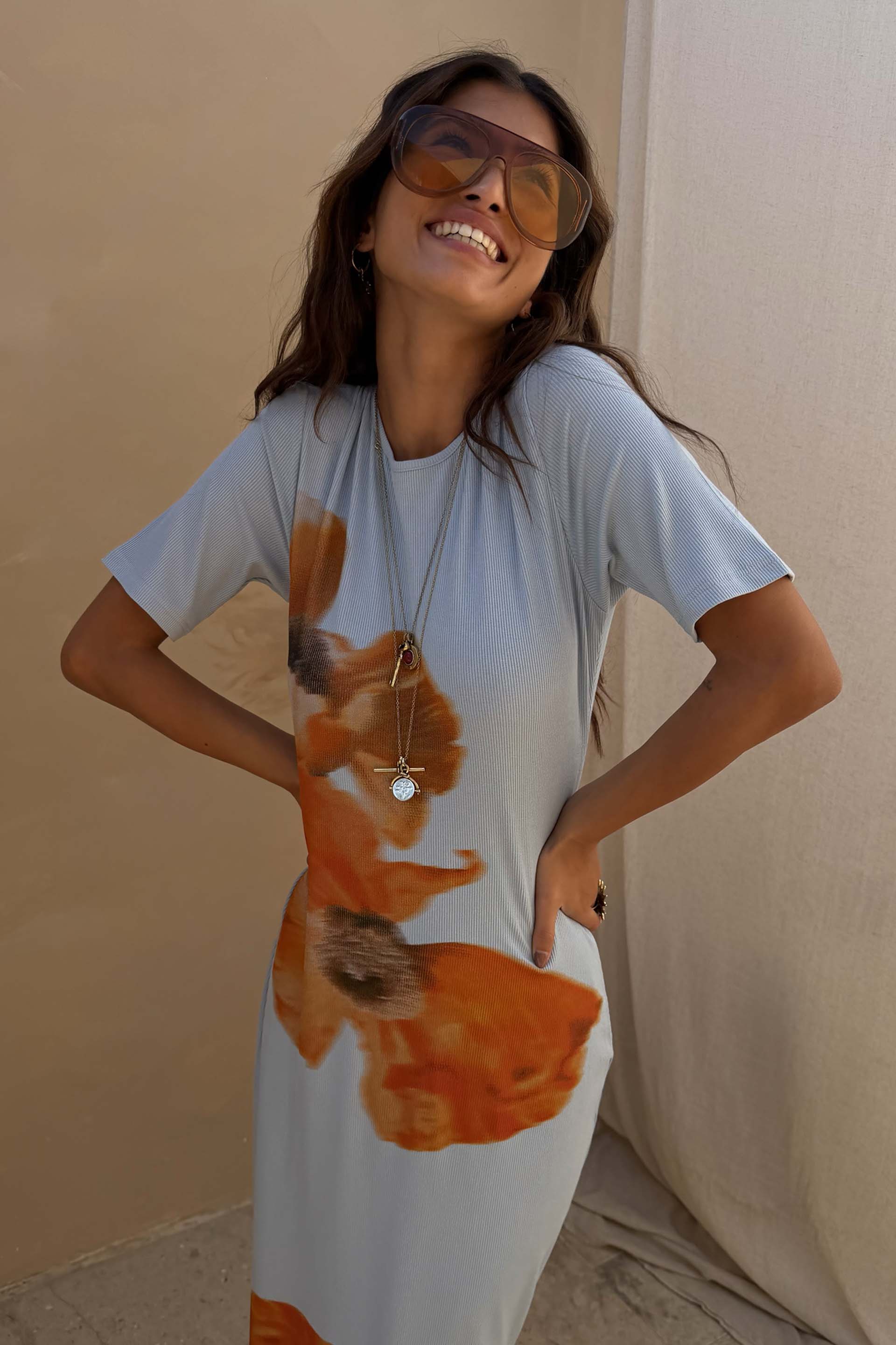 Orange Acetate Visor Sunglasses - Image 2