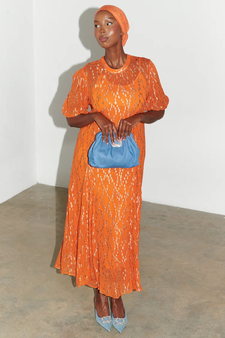 Orange Jacquard Bibi Dress - Image 7