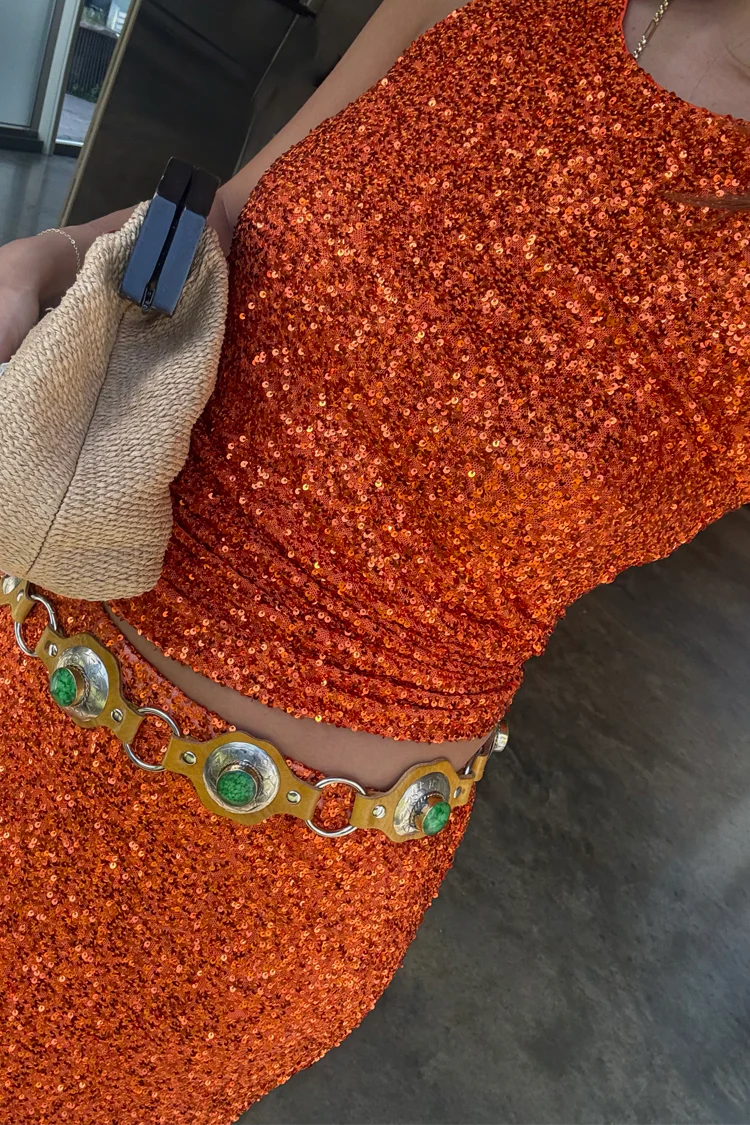 Orange Sequin Tank Top - Image 3