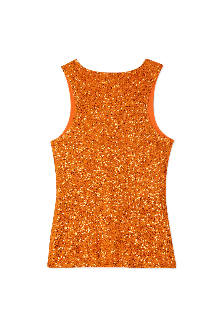 Orange Sequin Tank Top - Image 9