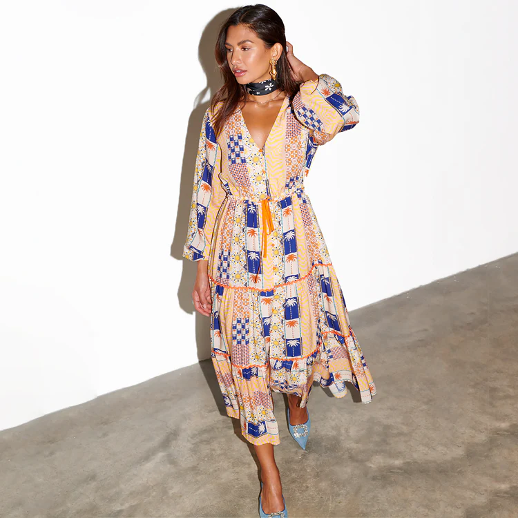 Palm Stripe Ellis Dress