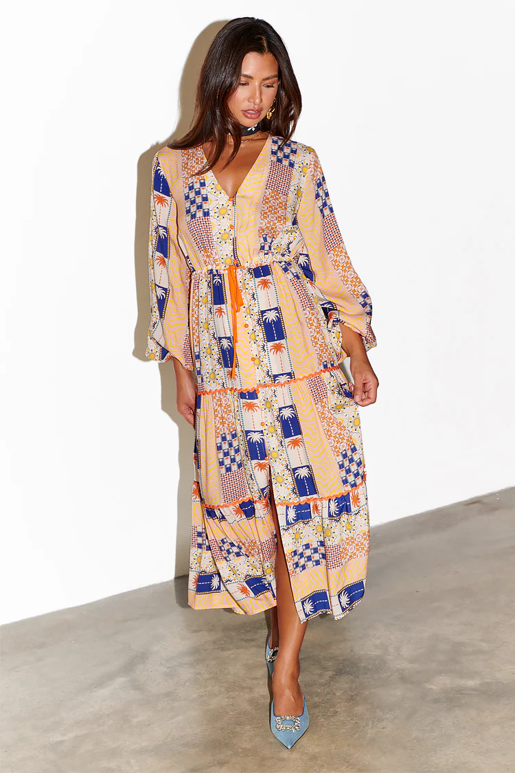 Palm Stripe Ellis Dress - Image 7