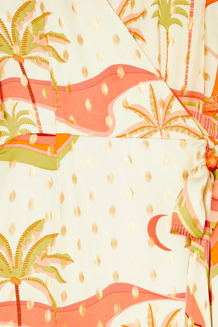 Pastel Palm Ceryes Wrap Dress Petite - Image 10