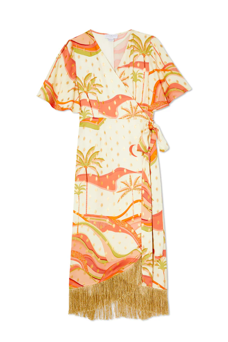 Pastel Palm Ceryes Wrap Dress Petite - Image 8