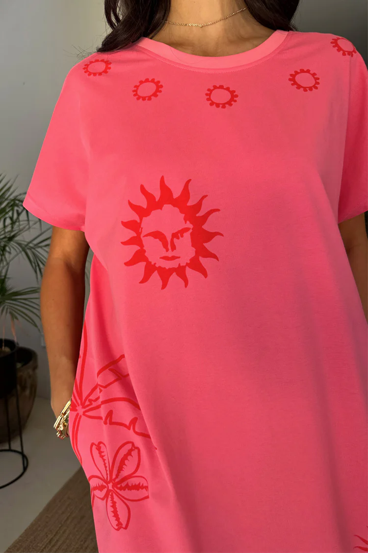 Pink and Red Azura T-Shirt Dress - Image 4