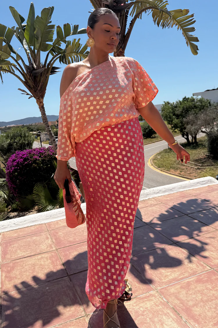 Pink and Red Jacquard Tilly Dress - Image 2