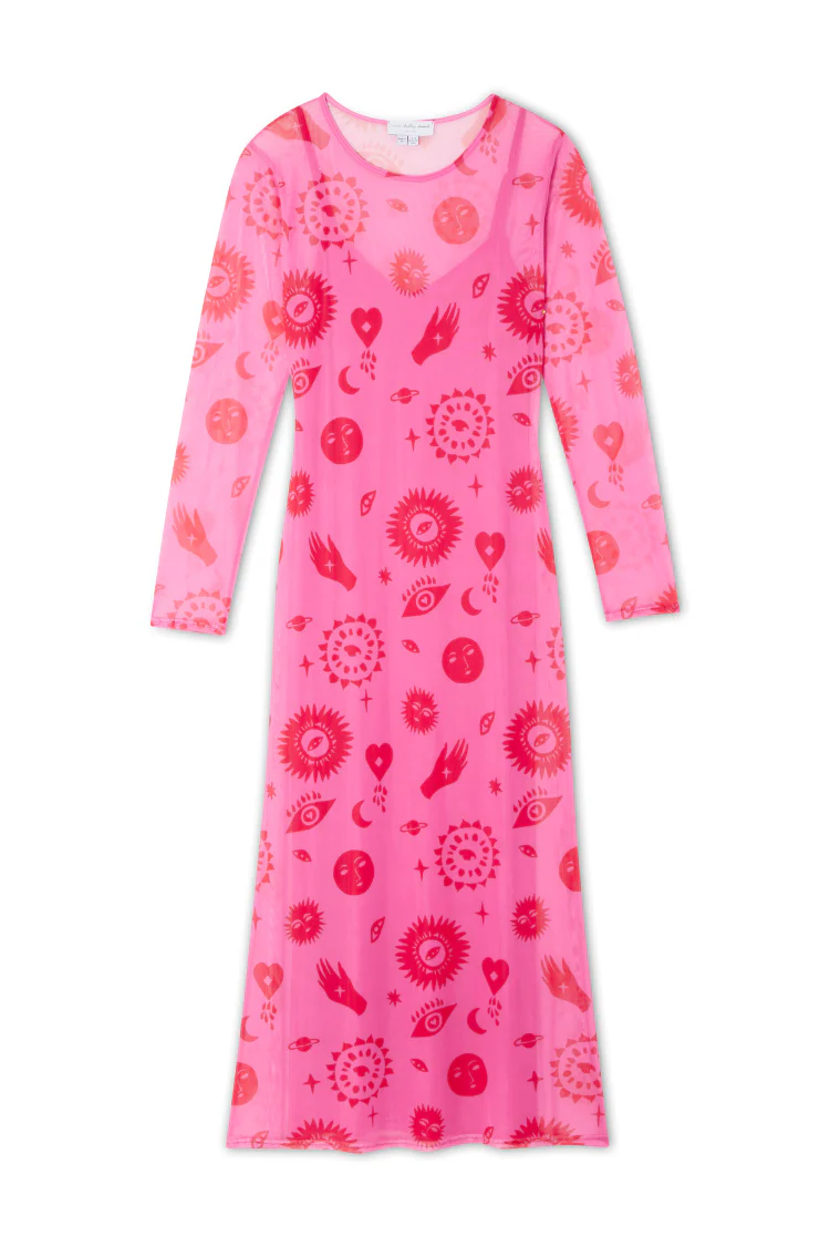 Pink and Red Morocco Mesh Dress - Image 8