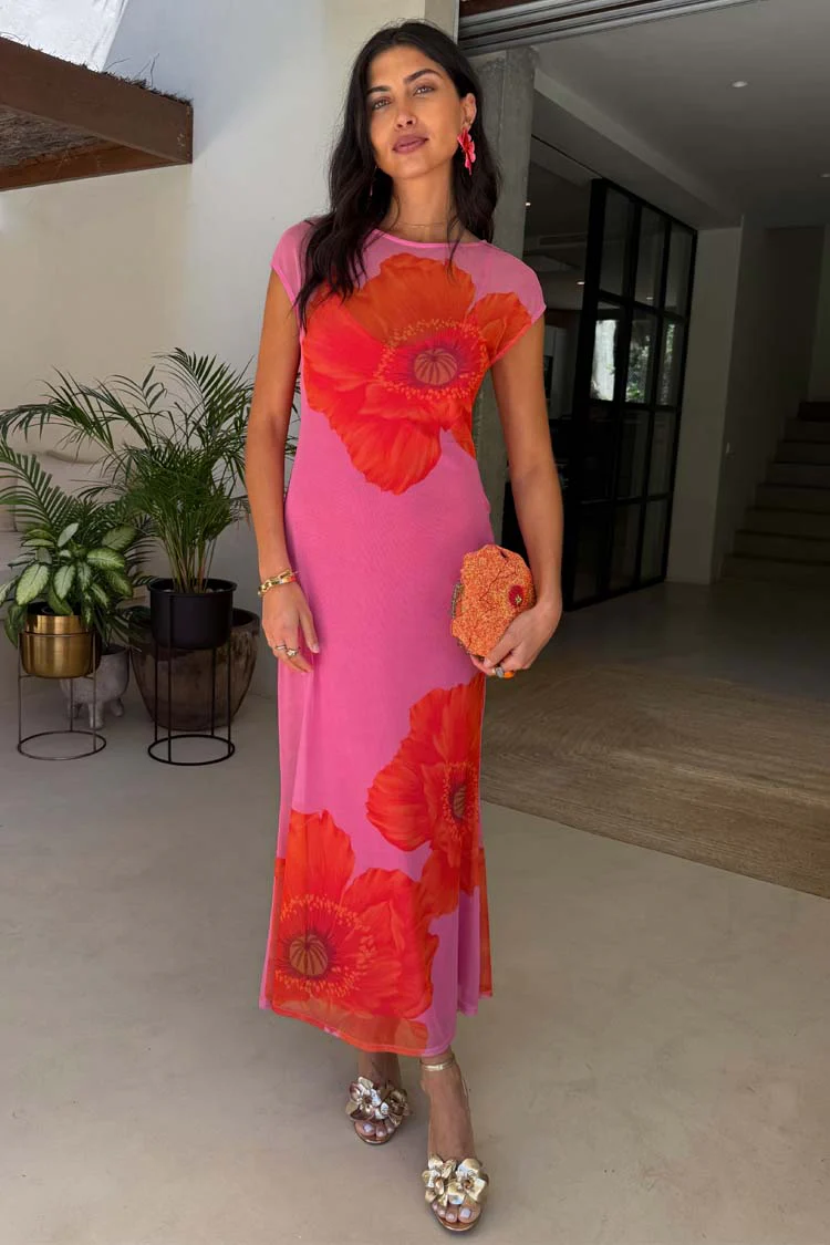 Pink Poppy Sleeveless Mesh Dress - Image 5