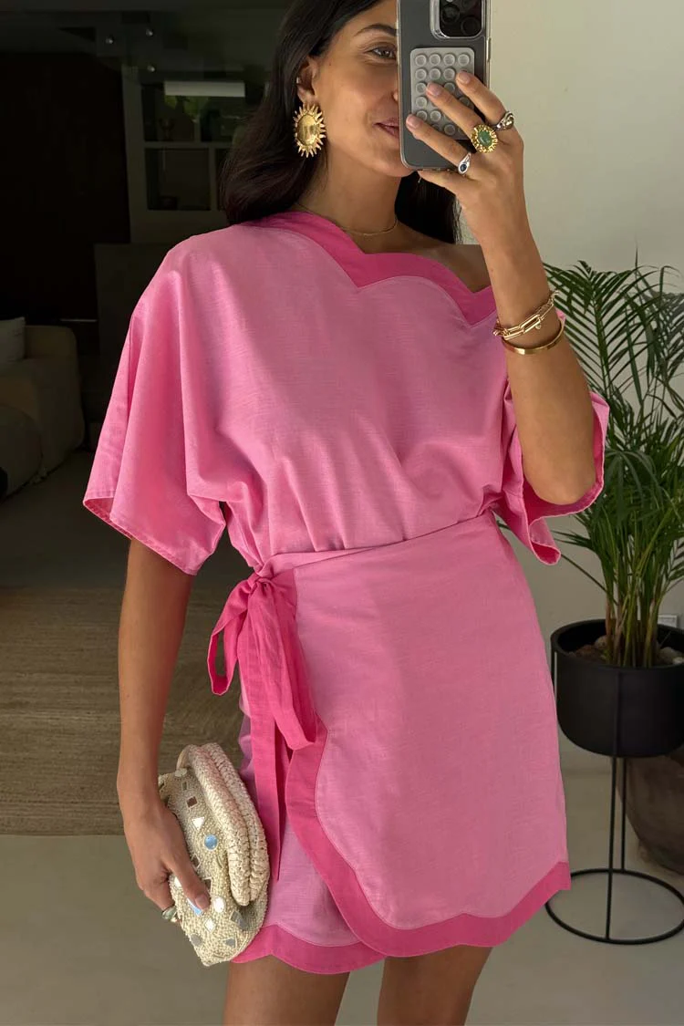 Pink Scallop Mini Jaspre Skirt - Image 3
