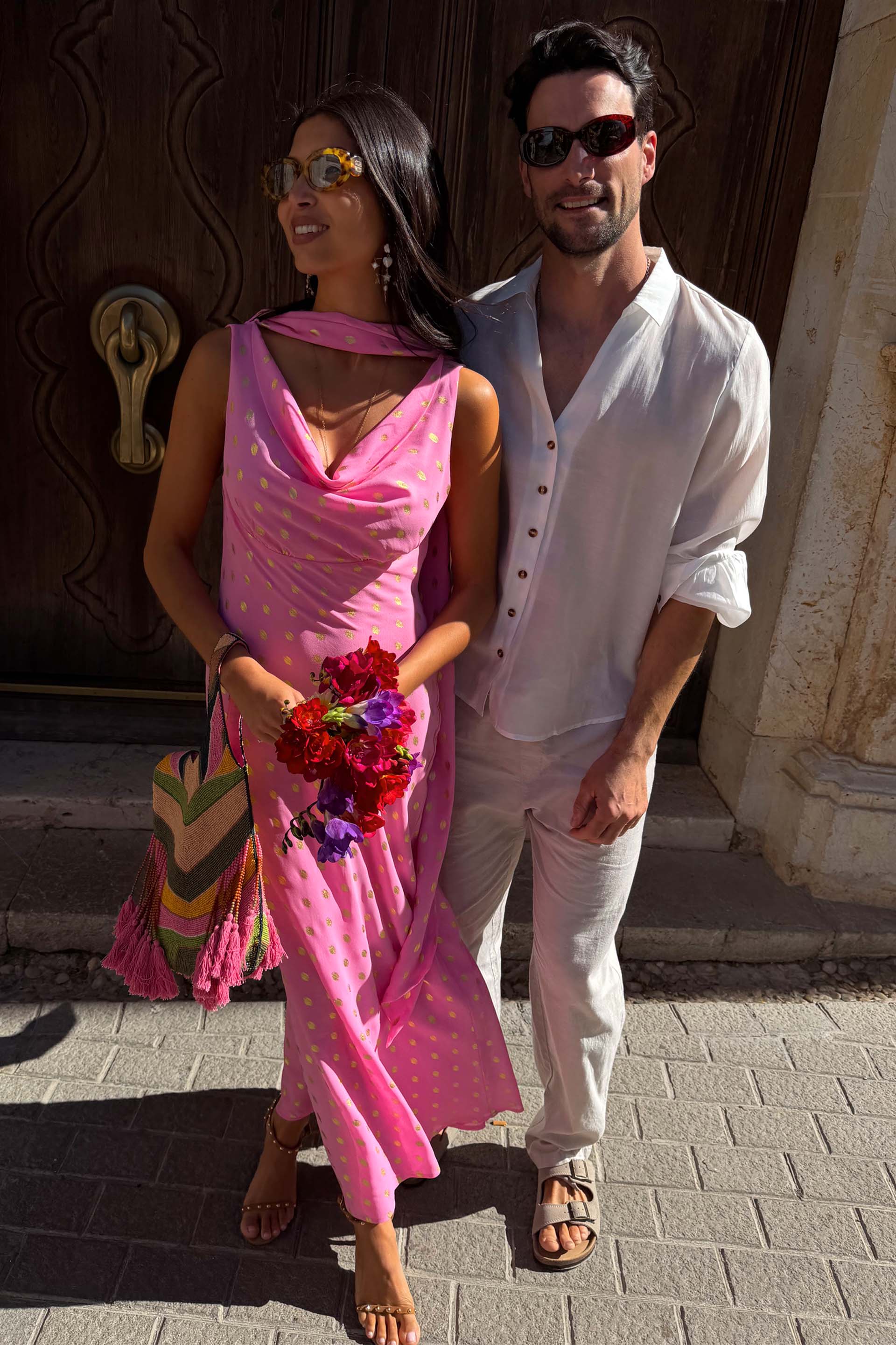 Pink Sophie Dress with Gold Fleck - Image 9