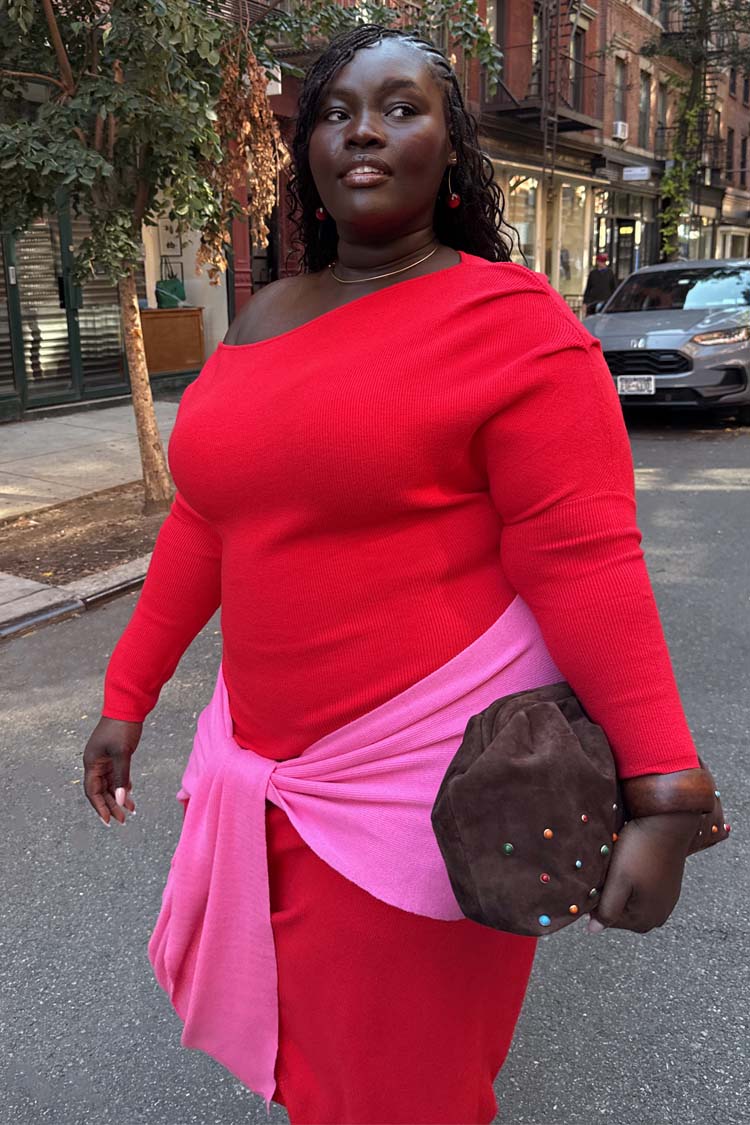 Red and Pink Afia Midi Dress - Image 5