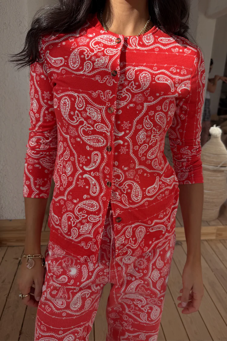 Red Bandana Alexa Cardigan - Image 4