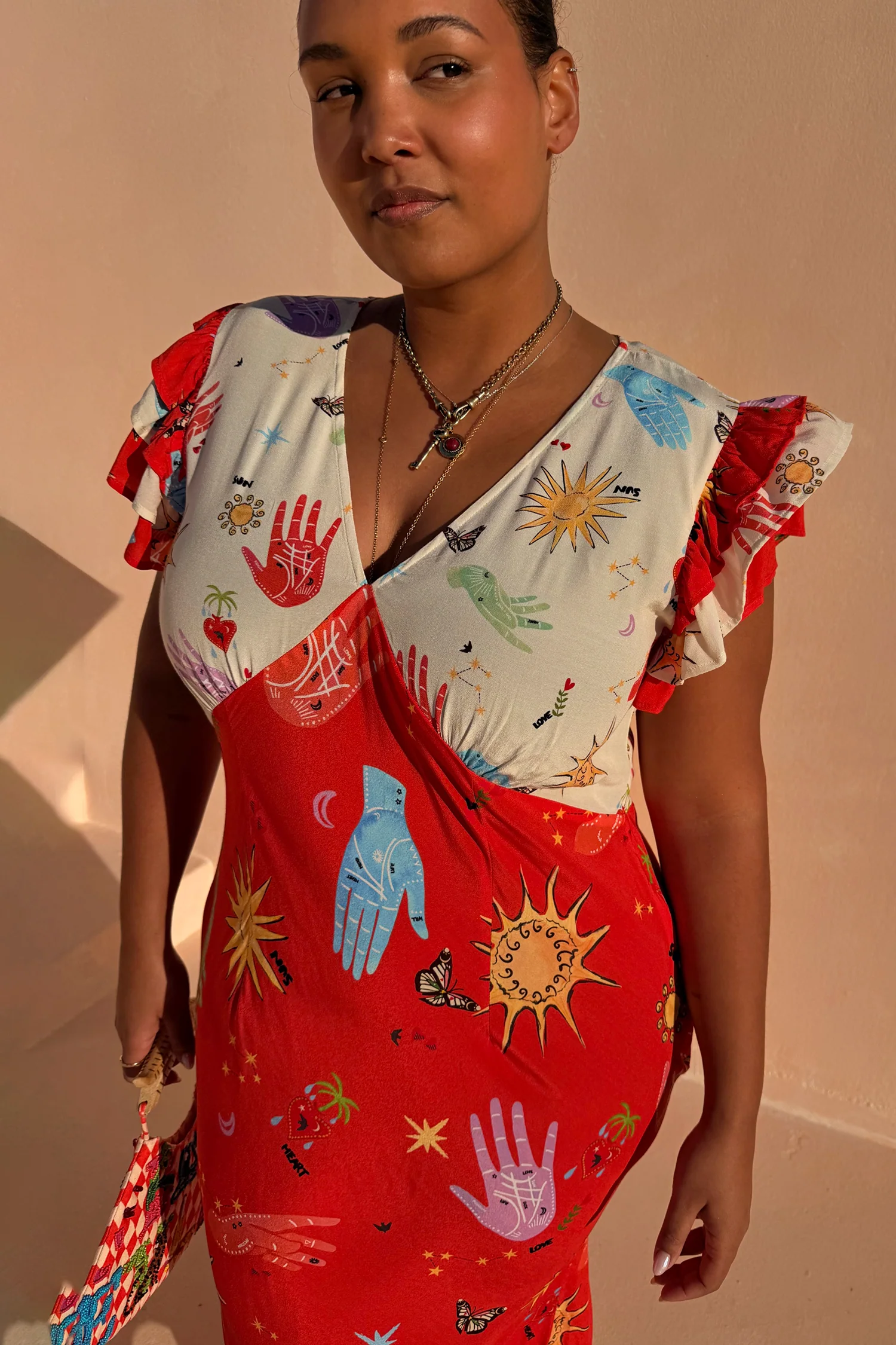 Red Celestial Midi Dress Petite - Image 7