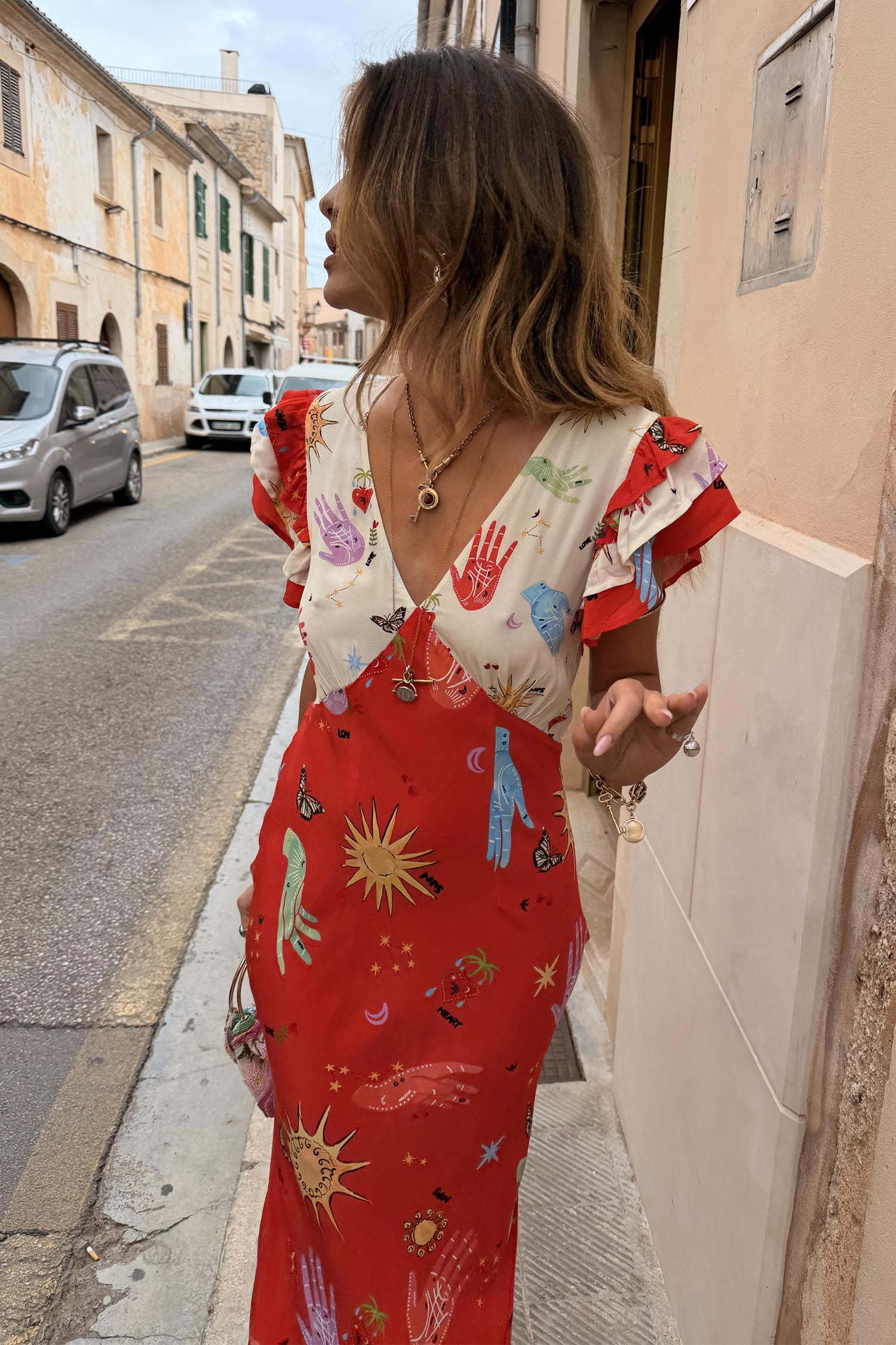 Red Celestial Midi Dress Petite - Image 9