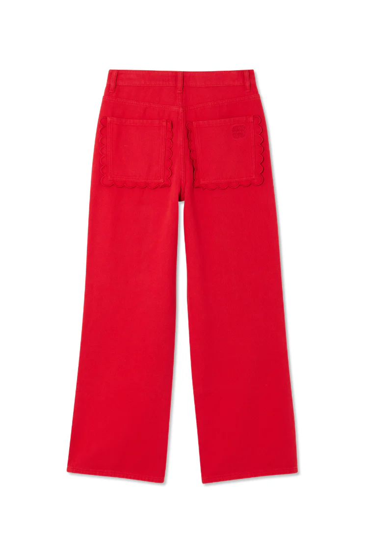Red Denim Scallop Jeans - Image 10