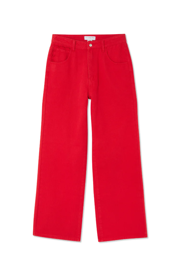 Red Denim Scallop Jeans - Image 9