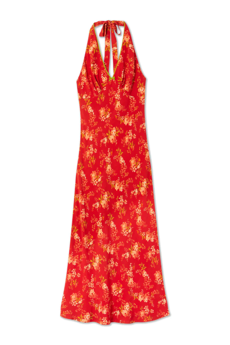 Red Floral Halter Dress - Image 10