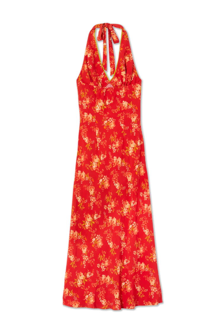 Red Floral Halter Dress - Image 11